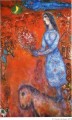 Verlobte mit Blumenstrauß Zeitgenosse Marc Chagall